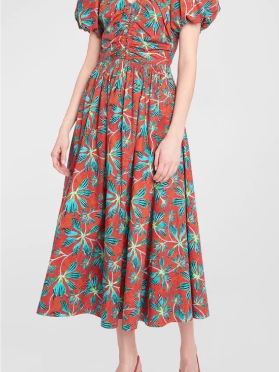Ulla Johnson Dresses & Skirts - Ulla Johnson Rust Floral Midi Skirt with Teal Botanicals